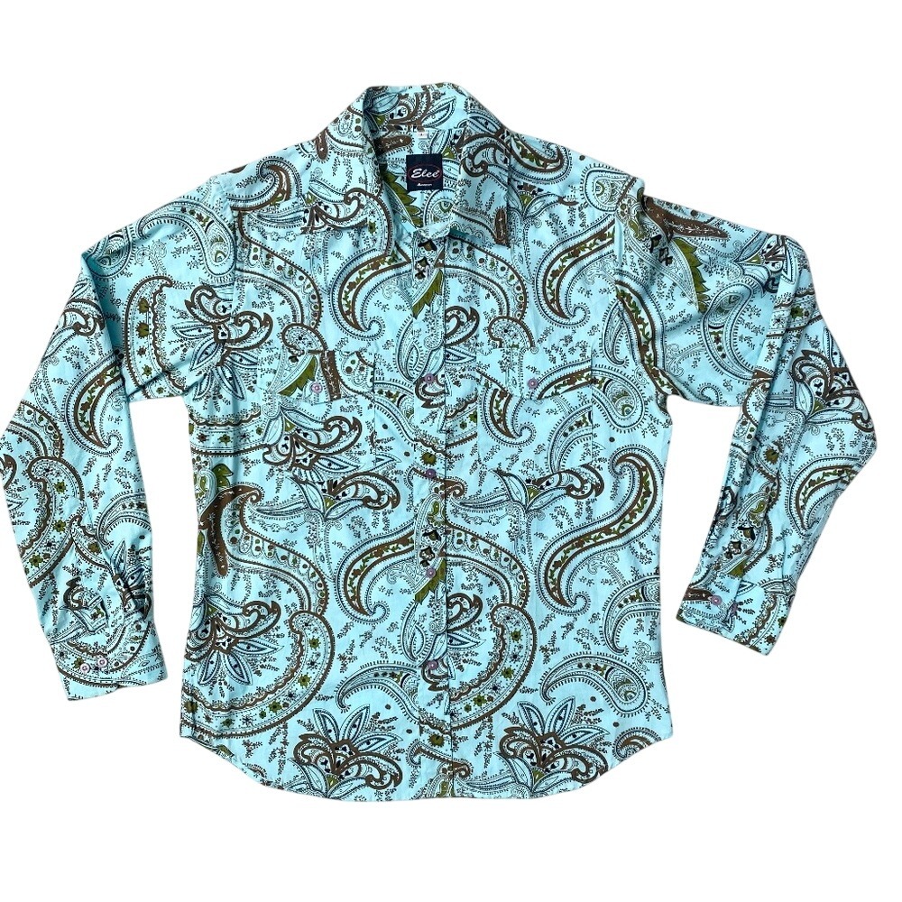 Elee Menswear 100% Cotton‎ Mens L Button-Down Shirts Paisley Print Long Sleeves